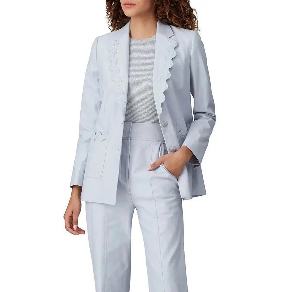Rebecca Taylor Echo Blue Slub Denim Blazer Jacket NWT Size 0 $595 - Picture 3 of 7